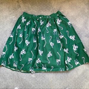 Modcloth Lemur Green Cotton Gathered Skirt Size XL